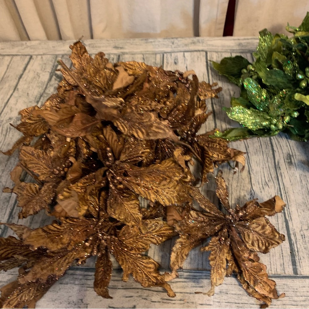 Floral Flowers Green Brown Lot Christmas Crafting Craft Glitter Wreath Tree - Picture 6 of 14